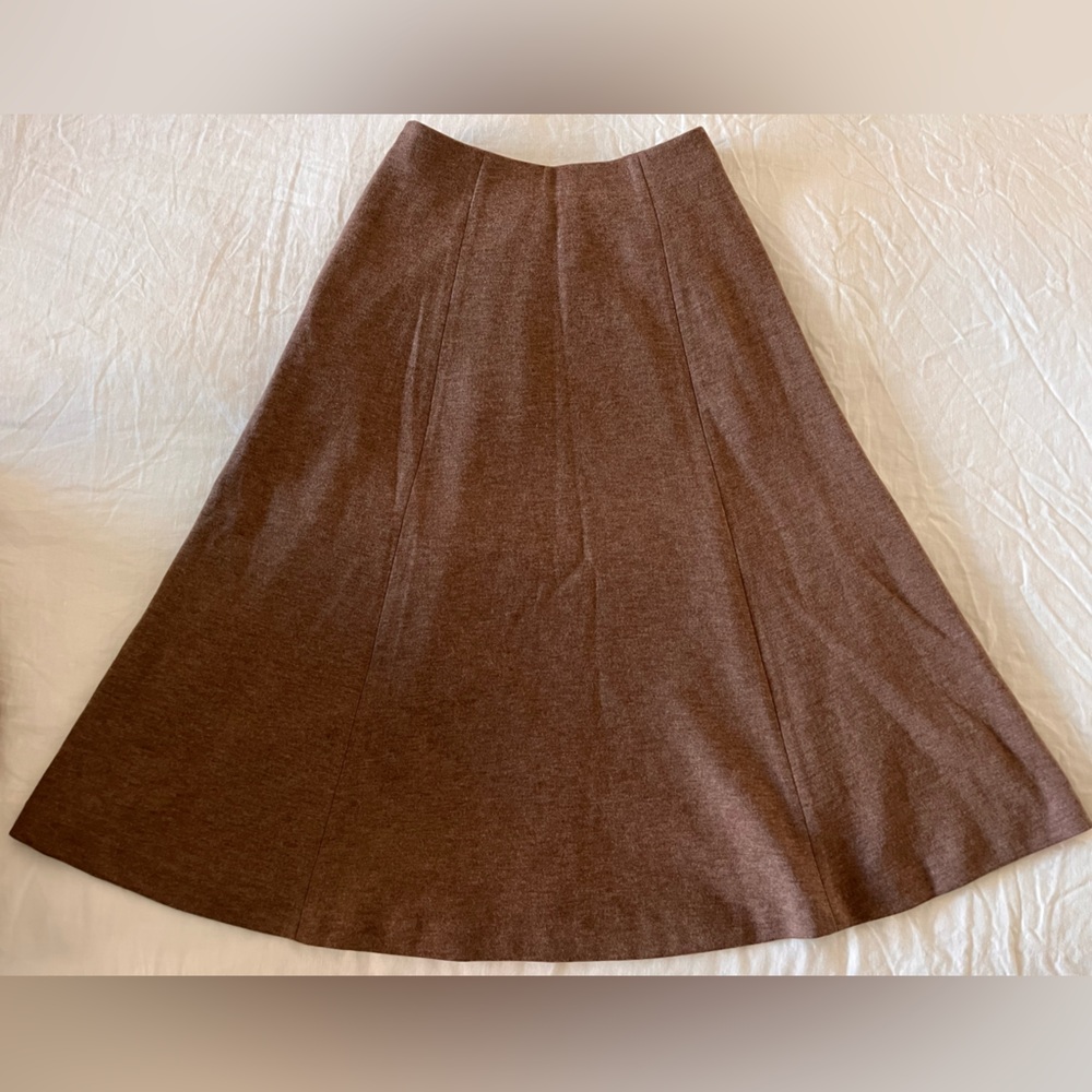 Wool-blend flare knit skirt